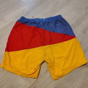 Nice Laundry Mens Mesh Basketball Shorts Small Color Block Blue Red Yellow 6in